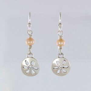 Far Fetched Flower Cutout Dangle Earrings Swarovski Pearl 925 Sterling Silver